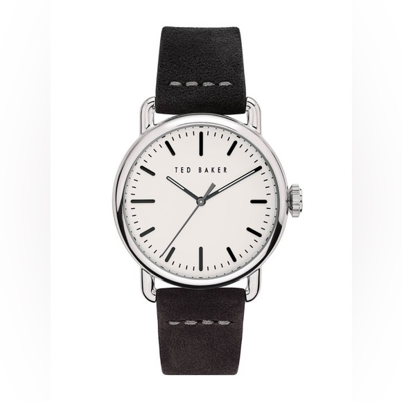 TED BAKER Tomcooa Leather Strap Watch, 40mm In Black/ White/ Silver - Picture 2 of 16
